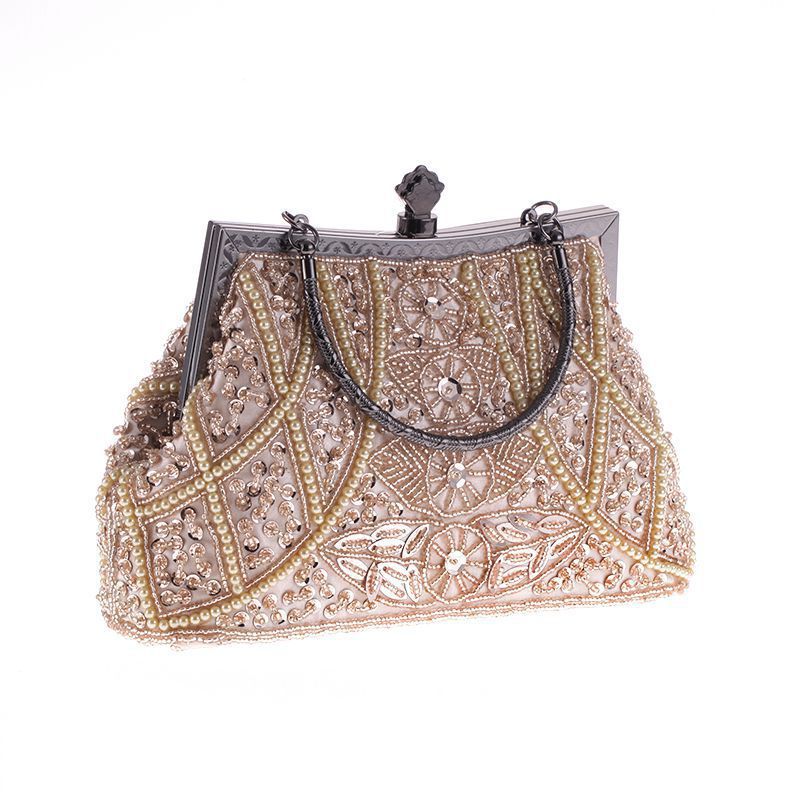 Vintage Heavy Craft Beaded Embroidery Bag Evening Wear Portable Evening Bag Classic Cheongsam Matching Bride Bag Bride Bag 1203 - Image 1